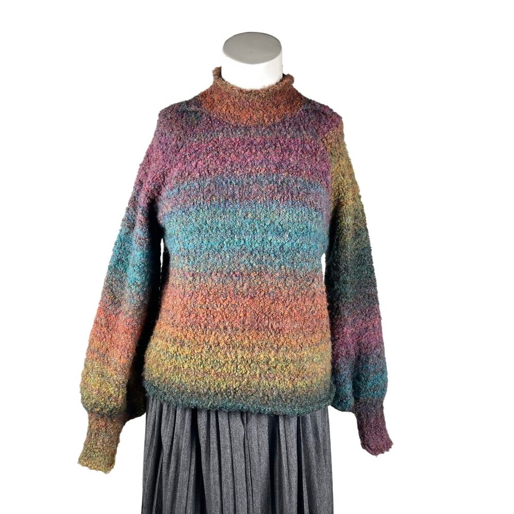 Central Park West Sweater Women's XS Rainbow Dopamine Cozy Art Teacher